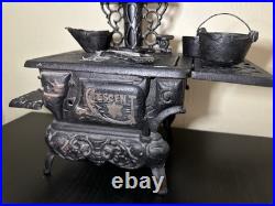 Crescent Cast Iron Miniature Stove Set & Accessories Lifter Pots & Pans Vintage