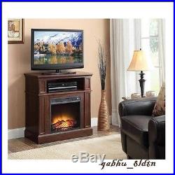 Electric Fireplace & TV Stand Home Warmth Stove Heater Realistic Flame, Cherry