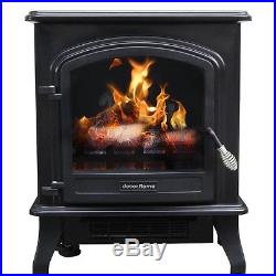 Electric Home Fireplace Stove Heater 1500With3700 BTUs Real Flame Effect BLACK