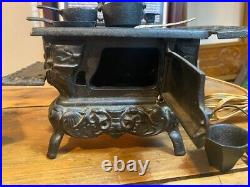 Exquisitely Detailed Cast Iron Stove Lamp/Mini Stove Coin Bank too! Rare Vintage
