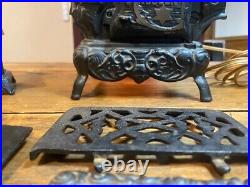 Exquisitely Detailed Cast Iron Stove Lamp/Mini Stove Coin Bank too! Rare Vintage