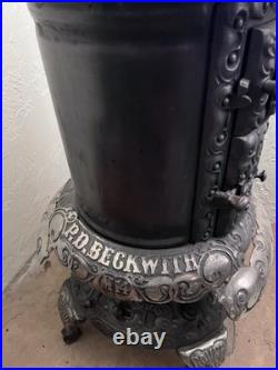Extremely Rare Antique Beckwith SideWinder Round Oak Parlor Stove