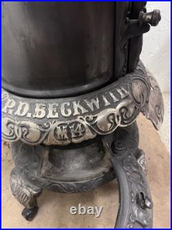 Extremely Rare Antique Beckwith SideWinder Round Oak Parlor Stove