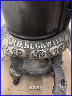 Extremely Rare Antique Beckwith SideWinder Round Oak Parlor Stove