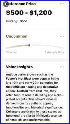 Foster Stove Co. Fosters Hot Blast 14 Antique Cast Iron Coal Stove Black Gold