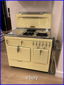 Fully restored Chambers Gas Stove Model 90c Buttercup yellow. All Parts Included