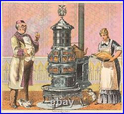 Garland Stove Prince Folding Trade Card RARE Brochure- Mechanical ca 1880