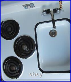 General Chef LK vintage tiny house sink, stove, refrigerator