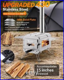 Gonex Hot Tent Stove, Portable Wood Burning Camping Stove with Ash Drawer & Larg