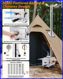 Gonex Hot Tent Stove, Portable Wood Burning Camping Stove with Ash Drawer & Larg