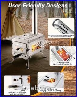 Gonex Hot Tent Stove, Portable Wood Burning Camping Stove with Ash Drawer & Larg