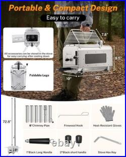 Gonex Hot Tent Stove, Portable Wood Burning Camping Stove with Ash Drawer & Larg