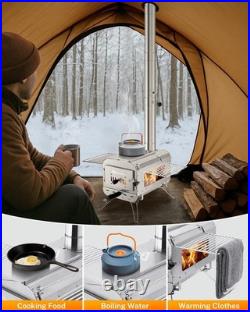 Gonex Hot Tent Stove, Portable Wood Burning Camping Stove with Ash Drawer & Larg