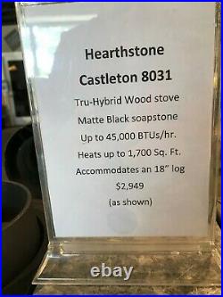 Hearthstone Castleton 8031 Tru-Hybrid Wood stove matte black soapstone