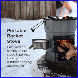 Heavy Duty Rocket Stove, Portable Camp Stove for Outdoor Cooking, Dual-Fuel