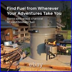 Heavy Duty Rocket Stove, Portable Camp Stove for Outdoor Cooking, Dual-Fuel