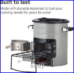 Heavy Duty Rocket Stove, Portable Camp Stove for Outdoor Cooking, Dual-Fuel