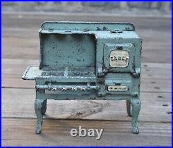 Hubley Cast Iron Toy Stove Vintage Eagle Blue & White 1920s or 30s