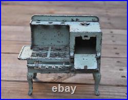 Hubley Cast Iron Toy Stove Vintage Eagle Blue & White 1920s or 30s