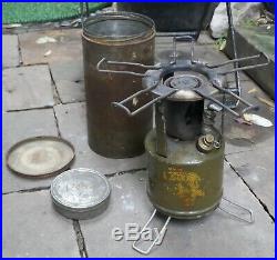 Hurlock British Army WW2 paraffin Primus Stove in carrying tin/spares tin