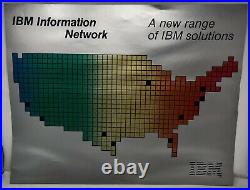 IBM Information Network Vintage Poster A New Range Of IBM Solutions USA MAP RARE
