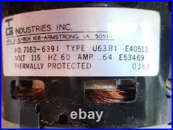 INDUSTRIES INC. NO. 7163-6391 TYPE U63B1 E40513 E53469 Fireplace Fan Motor