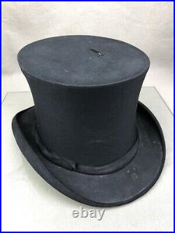 KNOX Collapsible Top Hat Vintage Pop-Up Black Stove Pipe Steampunk Size 7 ish