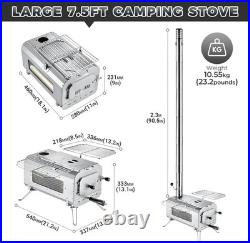 KingCamp Hot Tent Stove, Foldable Camping Stove with Large Firebox, 7.5ft Winter