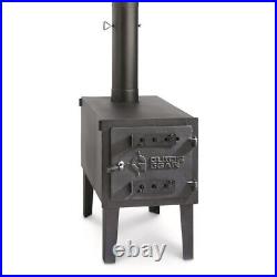 LARGE Outdoor Wood Burning Stove Camping Hunting Cast Iron Steel Fire-Box Heat