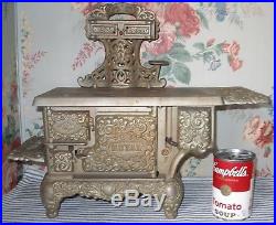 LARGE c. 1900 ROYAL Cast Iron Toy Stove, Nickel-Plated Antique, KENTON
