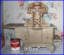 LARGE c. 1900 ROYAL Cast Iron Toy Stove, Nickel-Plated Antique, KENTON