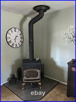 LOPI ENDEAVOR Wood Burning Stove Brass Door & Legs withHearth Pad & Accessories