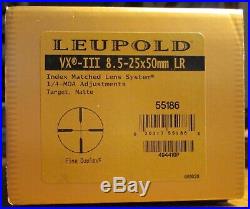 Leupold VX-III 8.5-25x 50mm Objective Long Range Scope Gently Used Fine Duplex