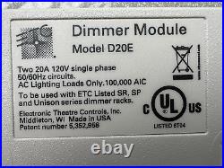 Lot of 6 ETC D20E dual 20AMP / 120V DIMMER MODULE for SENSOR+ & UNISON rack