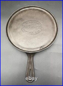Martin Stove & Range Co Florence, AL Cast Iron Skillet Griddle with Hamburger Logo