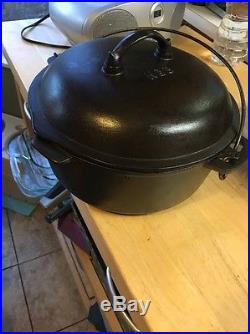 Martin Stove & Range Co No. 8 Cast Iron Deep 3 Chicken Fryer Skillet With Lid
