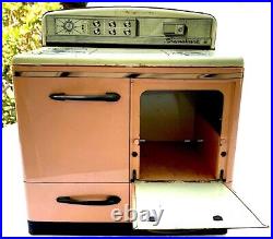 Mid Century Vintage Pink Stove & Refrigerator Play Set 1950s