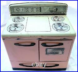 Mid Century Vintage Pink Stove & Refrigerator Play Set 1950s