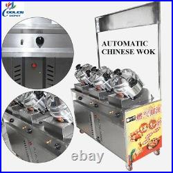 NEW Automatic Wok Range 3 Hole Chinese Cuisine Auto Stir Fry Outdoor Casters