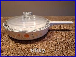 NOB Corning Ware Range Topper 10 Skillet N-10-B Wildflower withLid/Box/Papers