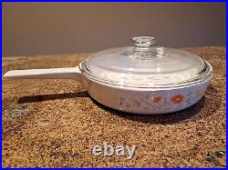 NOB Corning Ware Range Topper 10 Skillet N-10-B Wildflower withLid/Box/Papers