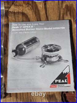 NOS Coleman Peak 1 Apex II Backpacking Camp Stove 445A700 withAccs + Kero gen. 445