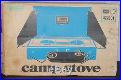 NOS Vintage Sears Roebuck Blue Two Burner Camping Stove #72301