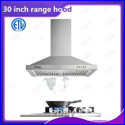 thumbnail image 2 of Tieasy 30-Inch Wall-Mounted Range Hood – Stainless Steel, 3-Speed, LED Light, 301-400 CFM, Brushed Finish 2 of 5