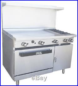New. Commercial 48 Range with 2 Burners & 36 Griddle. Made in USA by Ideal