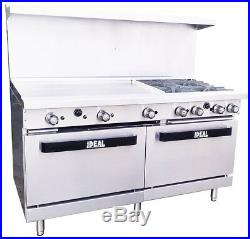 New. Commercial 60 Range with 4 Burners & 36 Griddle. Made in USA by Ideal