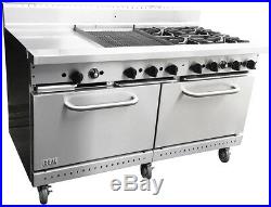 New. Commercial 60 Range with 4 Burners & 36 Griddle. Made in USA by Ideal