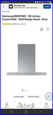 New Samsung BESPOKE NK30CB600WCGAA 30 Convertible Wall Chimney Range Hood, Gray