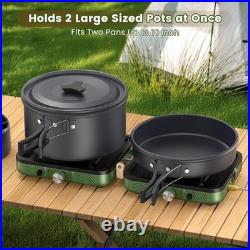 OGERY 2-Burner Foldable Camping Stove with Griddle (Textured & Smooth) and Carry