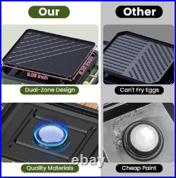 OGERY 2-Burner Foldable Camping Stove with Griddle (Textured & Smooth) and Carry